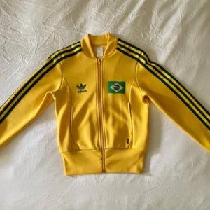 Adidas Women's Soccer Track Jacket Zip Up Brazil 1974 FIFA World Cup Yellow XS